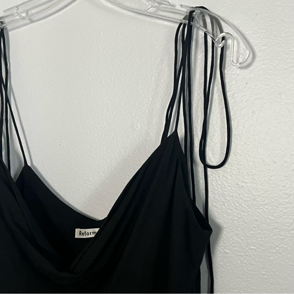 Reformation Black Leah Cowl Neck Tie Top - Medium - Picture 3 of 6